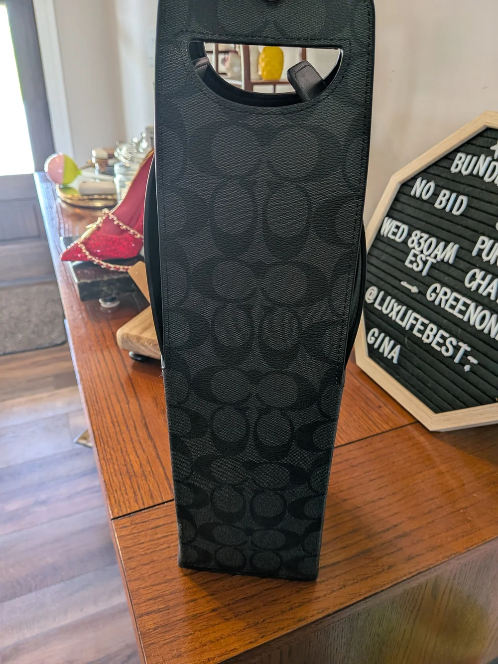 Coach Black/Grey Signature Canvas Wine Carrier
